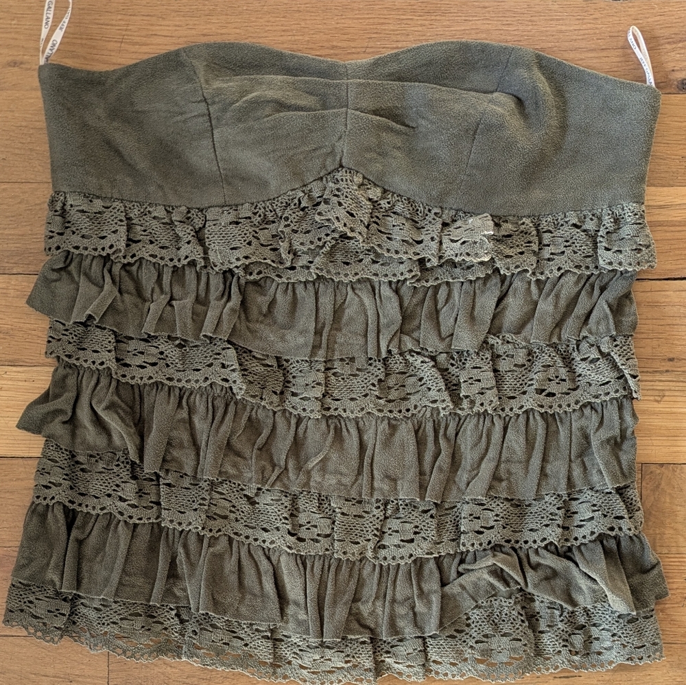 Olive Lace Tiered Top